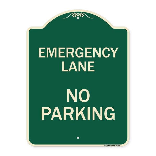 Signmission Emergency Lane No Parking Heavy-Gauge Aluminum Architectural Sign, 24" x 18", G-1824-24109 A-DES-G-1824-24109 - main